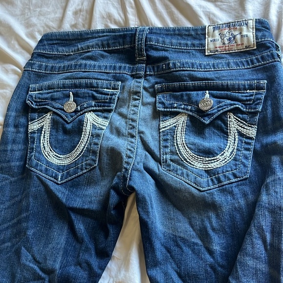 True Religion Blue Straight Leg Jeans Distressed (Size 29) - Picture 6 of 9